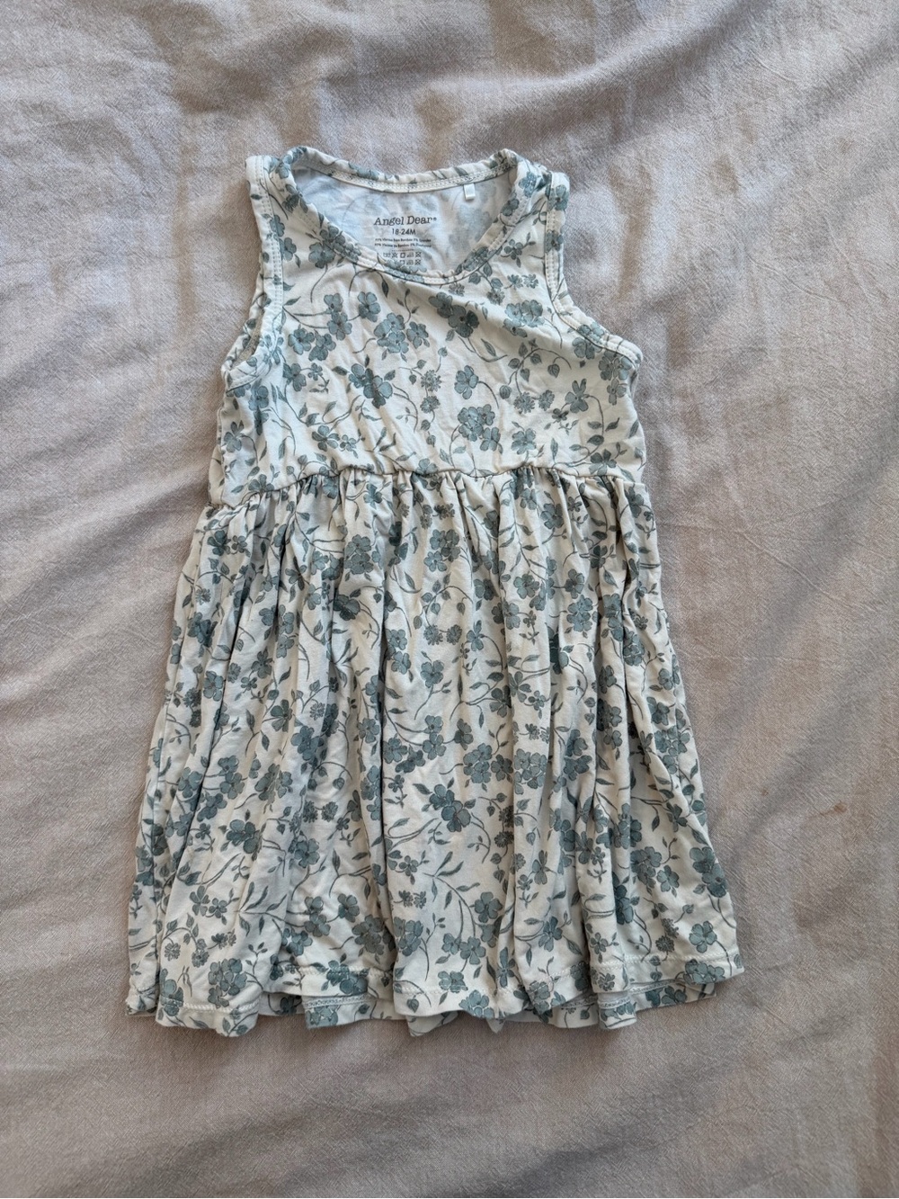 Angel Dear Girls' Cream Dress with Sage Floral Print PLAY CONDITION
